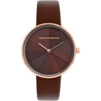 часовник,часовници,аксесоари,на,разпродажба,french,connection,french,connection,rose,case,round,shape,brown,strap,quartz,watch,brown