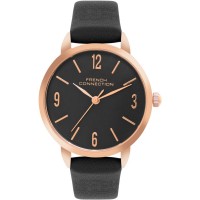 часовник,часовници,аксесоари,на,разпродажба,fcuk,fcuk,rose,case,round,shape,black,strap,quartz,watch,black