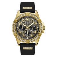 guess,gents,gold,watch,with,black,strap,black,gold