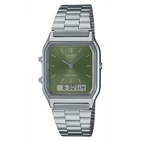 casio,quartz,digital,watch,green,silver