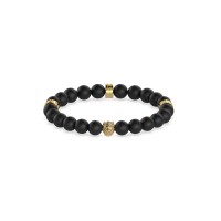 guess,black,beads,12mm,lion,bracelet,yellow,tone