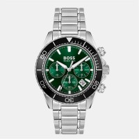 часовник,бижутерия,часовници,boss,gents,boss,sealiner,chrono,stainless,steel,watch,green,silver