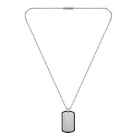 boss,men's,id,brushed,stainless,steel,dog,tag,necklace,silver