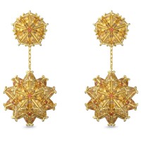 аксесоари,на,разпродажба,swarovski,curiosa,drop,earrings,geometric,cut,orange,gold,tone,plated,orangy,yellow