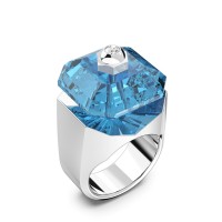 аксесоари,на,разпродажба,swarovski,numina,ring,square,cut,blue,rhodium,plated,aquamarine