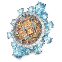 аксесоари,на,разпродажба,swarovski,curiosa,cocktail,ring,multicolored,rhodium,plated,aquamarine