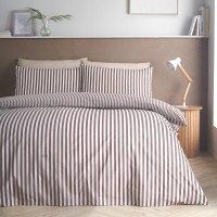 catherine,lansfield,epping,textured,stripe,duvet,cover,set,chocolate