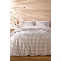 спално,бельо,и,комплекти,аксесоари,на,разпродажба,homelife,homelife,gingham,check,duvet,set,natural