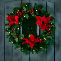 коледни,опаковки,и,декорации,the,spirit,of,christmas,50cm,poin,wreath,54,red,one,size,red