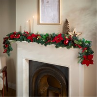 коледни,опаковки,и,декорации,the,spirit,of,christmas,6feet,poin,garland,54,red,one,size,red