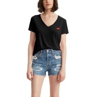 тениска,дамски,тениски,levi´s,®,the,perfect,short,sleeve,v,neck,t,shirt,caviar,(black)