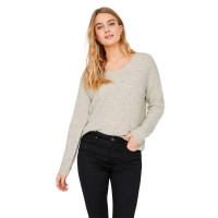 блуза,дамски,пуловери,дамски,плетени,дрехи,vero,moda,crew,lefile,v,neck,sweater,birch,silver,sconce,nomad,melange,(beige)