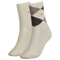 чорапи,дамски,чорапи,tommy,hilfiger,check,socks,2,pairs,light,beige,melange,(beige)
