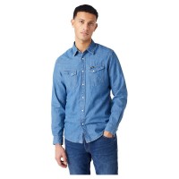 риза,с,дълъг,ръкав,мъжки,ризи,wrangler,western,long,sleeve,shirt,blue,(mid,stone)