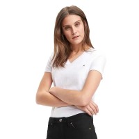 тениска,дамски,тениски,tommy,hilfiger,heritage,short,sleeve,v,neck,t,shirt,white