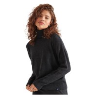 блуза,дамски,пуловери,дамски,плетени,дрехи,superdry,lambswool,high,neck,sweater,carbon,charcoal,marl,(grey)