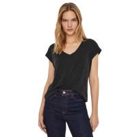 тениска,дамски,тениски,vero,moda,fill,short,sleeve,v,neck,t,shirt,black