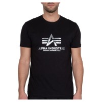 тениска,мъжки,тениски,alpha,industries,basic,foil,print,short,sleeve,t,shirt,black,metalsilver,(black)