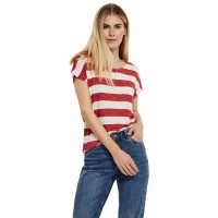 тениска,мъжки,тениски,дамски,тениски,vero,moda,wide,stripe,short,sleeve,t,shirt,red,white,(goji,berry,stripes,snow,white)