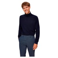 сако,мъжки,пуловери,selected,berg,high,neck,sweater,navy,blazer,detail,melange,(blue)