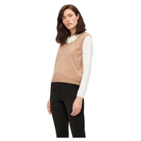 блуза,дамски,пуловери,дамски,плетени,дрехи,object,thess,knit,rib,v,neck,sweater,brown,(chipmunk,detail,melange)