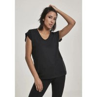 тениска,дамски,тениски,urban,classics,s,round,extended,short,sleeve,v,neck,t,shirt,black
