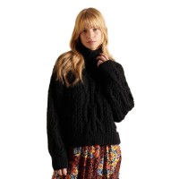 блуза,дамски,пуловери,дамски,плетени,дрехи,superdry,vintage,cable,knit,high,neck,sweater,black