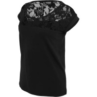 тениска,мъжки,тениски,дамски,тениски,urban,classics,top,lace,short,sleeve,t,shirt,black,(black)