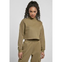 блуза,дамски,блузи,urban,classics,cropped,oversized,high,neck,crew,sweatshirt,green,(olive,green)