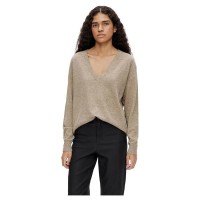 блуза,дамски,пуловери,дамски,плетени,дрехи,object,thess,v,neck,sweater,fossil,detail,melange,(brown)