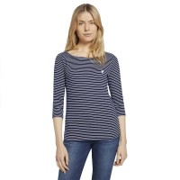 тениска,дамски,тениски,tom,tailor,stripe,3,4,sleeve,t,shirt,navy,white,small,stripe,(blue)