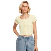 тениска,дамски,тениски,urban,classics,cropped,button,short,sleeve,t,shirt,soft,yellow,(yellow)