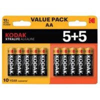 батерии,kodak,xtralife,aa,lr6,alkaline,battery,10,units,black,brown,(black)