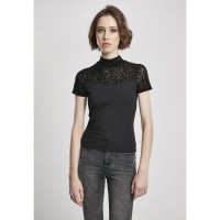 тениска,дамски,тениски,urban,classics,flock,lace,short,sleeve,high,neck,t,shirt,black,(black)