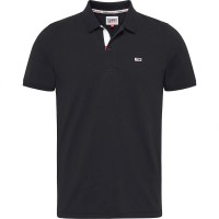дънки,мъжки,блузи,с,яка,tommy,jeans,slim,placket,short,sleeve,polo,black,(black)