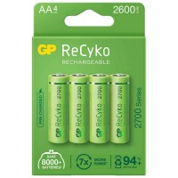 батерии,gp,batteries,recyko,lr06,2600mah,aaa,rechargeable,battery,4,units,green,(green)
