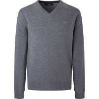 блуза,мъжки,пуловери,hackett,lambswool,v,neck,sweater,grey,marl,(grey)