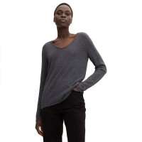 блуза,дамски,пуловери,дамски,плетени,дрехи,tom,tailor,front,logo,coin,v,neck,sweater,evident,anthracite,melange,(grey)