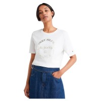 тениска,дамски,тениски,tommy,hilfiger,reg,metallic,roundall,short,sleeve,t,shirt,ecru,(white)