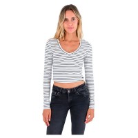 тениска,мъжки,тениски,дамски,тениски,hurley,sophie,fitte,long,sleeve,v,neck,t,shirt,white,(black,white)
