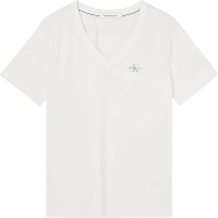 тениска,дамски,тениски,calvin,klein,jeans,micro,monologo,slim,short,sleeve,v,neck,t,shirt,white,(ivory)