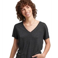 тениска,дамски,тениски,superdry,studios,slub,vee,neck,t,shirt,black,metallic,(grey)