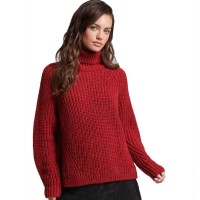 блуза,дамски,пуловери,дамски,плетени,дрехи,superdry,slouchy,stitch,roll,neck,sweater,rouge,marl,(red)