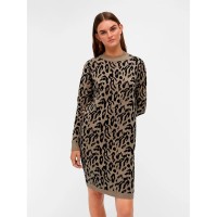 рокля,дамски,поли,и,рокли,object,ray,aop,long,sleeve,dress,fossil,aop,black,small,animal,jaquard,(grey)