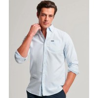 риза,с,дълъг,ръкав,мъжки,ризи,superdry,cotton,oxford,long,sleeve,shirt,blue,ticking,stripe,(white)
