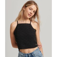 къса,блуза,дамски,топове,superdry,vintage,crop,crochet,top,black