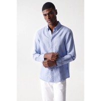 риза,с,дълъг,ръкав,мъжки,ризи,salsa,jeans,cotton,linnen,regular,fit,long,sleeve,shirt,medium,blue,(blue)