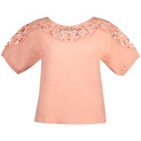 тениска,дамски,тениски,salsa,jeans,lace,trimmed,short,sleeve,t,shirt,light,pink,(pink)