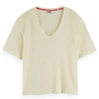 тениска,дамски,тениски,scotch,&,soda,soft,short,sleeve,v,neck,t,shirt,arctic,white,(beige)
