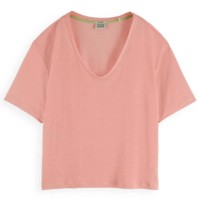 тениска,дамски,тениски,scotch,&,soda,soft,short,sleeve,v,neck,t,shirt,blush,peach,(pink)